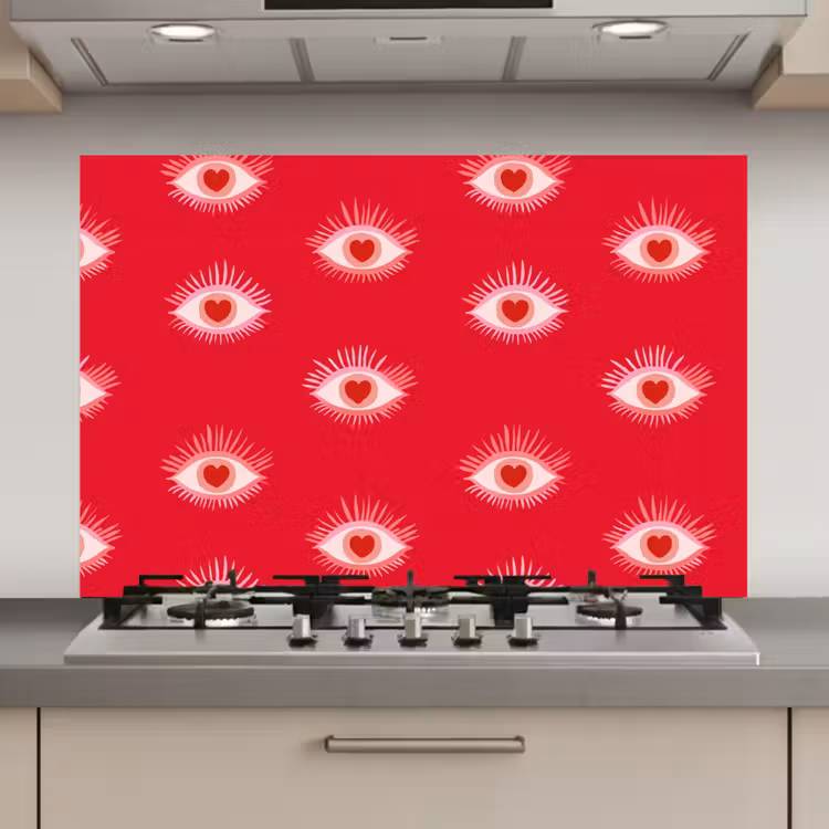 Ogen - Hart - Abstract - Rood - Roze keuken achterwand spatscherm klein 900 -3d_website