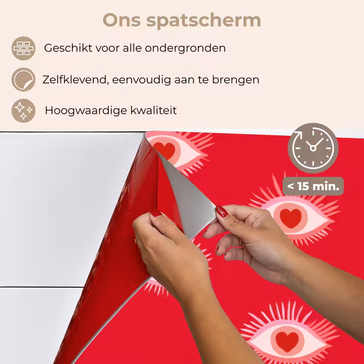 Ogen - Hart - Abstract - Rood - Roze keuken achterwand spatscherm klein 900 -spatscherm_NL