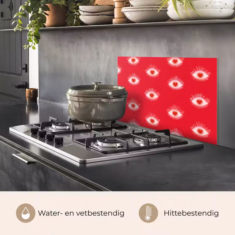 Ogen - Hart - Abstract - Rood - Roze keuken achterwand spatscherm klein 900 -usp_NL