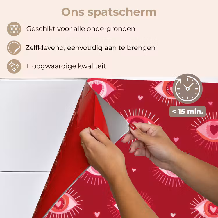Ogen - Patroon - Roze - Donkerrood keuken achterwand spatscherm klein 900 -spatscherm_NL
