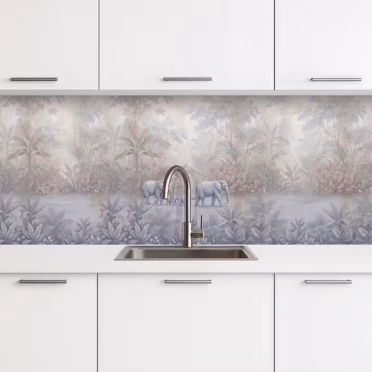 Olifant - Familie - Jungle - Illustratie - Grijs keuken achterwand 2 middel -3d