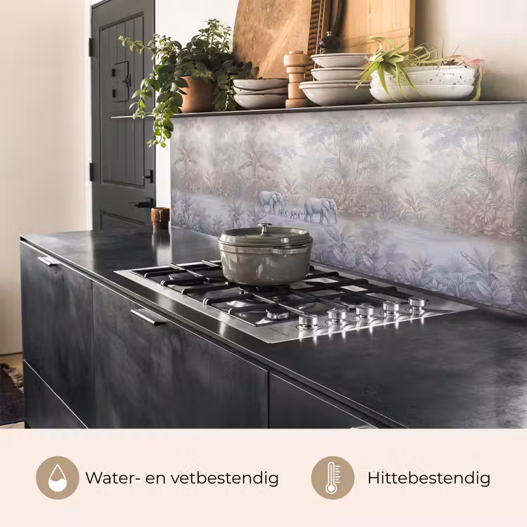 Olifant - Familie - Jungle - Illustratie - Grijs keuken achterwand 2 middel -usp_NL