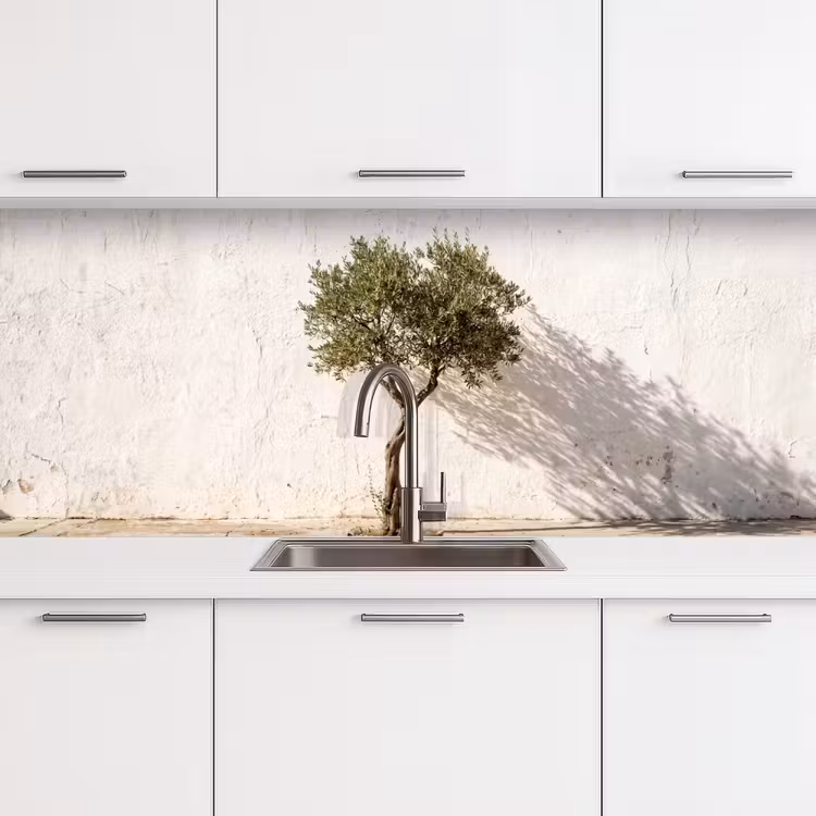 Keuken achterwand - Olijfboom - muur - wit - Olijfboom - muur - wit keuken achterwand 2 middel