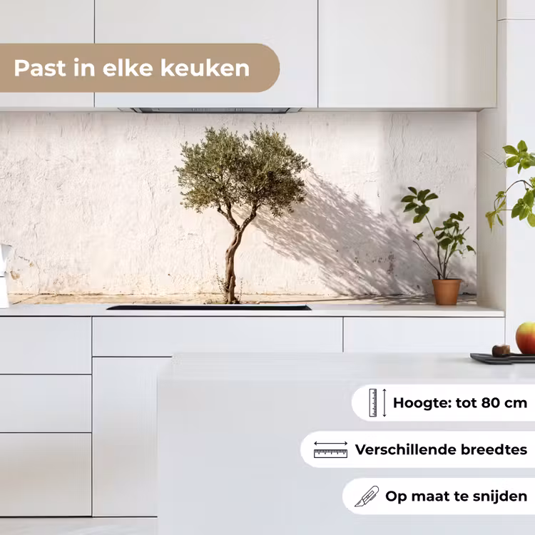 Keuken achterwand - Olijfboom - muur - wit - Olijfboom - muur - wit keuken achterwand 2 middel