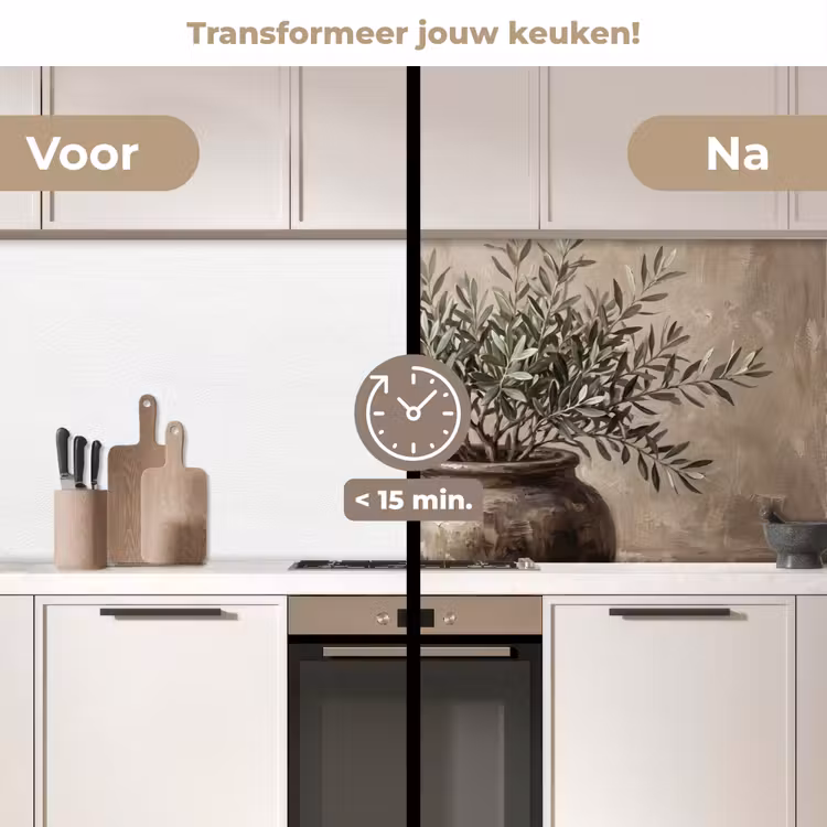 Olijfplant - Aardenpot - Abstract - Beige keuken achterwand 2 middel -voor-na2_NL