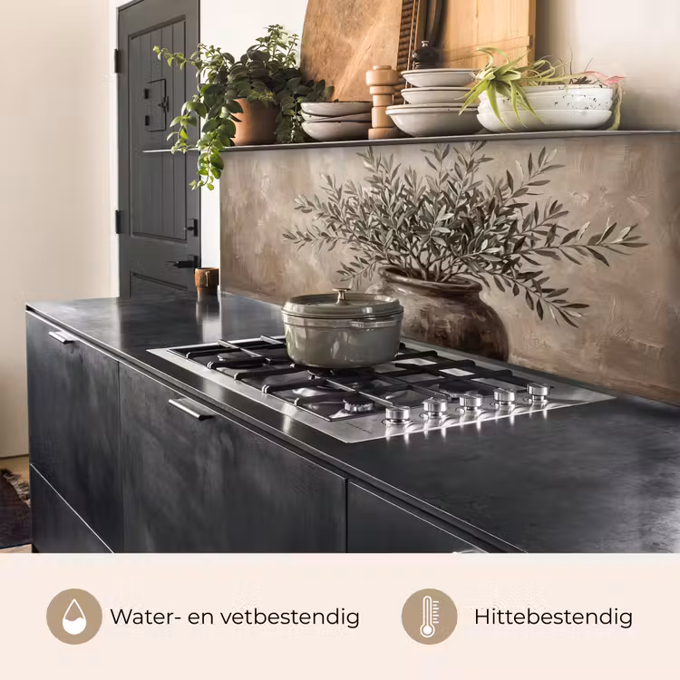 Olijfplant - Aardenpot - Abstract - Beige keuken achterwand 2 middel -usp_NL