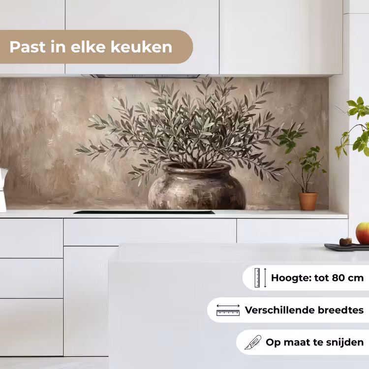 Olijfplant - Aardenpot - Abstract - Beige keuken achterwand 2 middel -sfeer4_NL