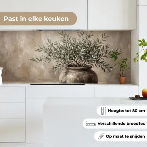 Olijfplant - Aardenpot - Abstract - Beige keuken achterwand 2 middel -sfeer4_NL