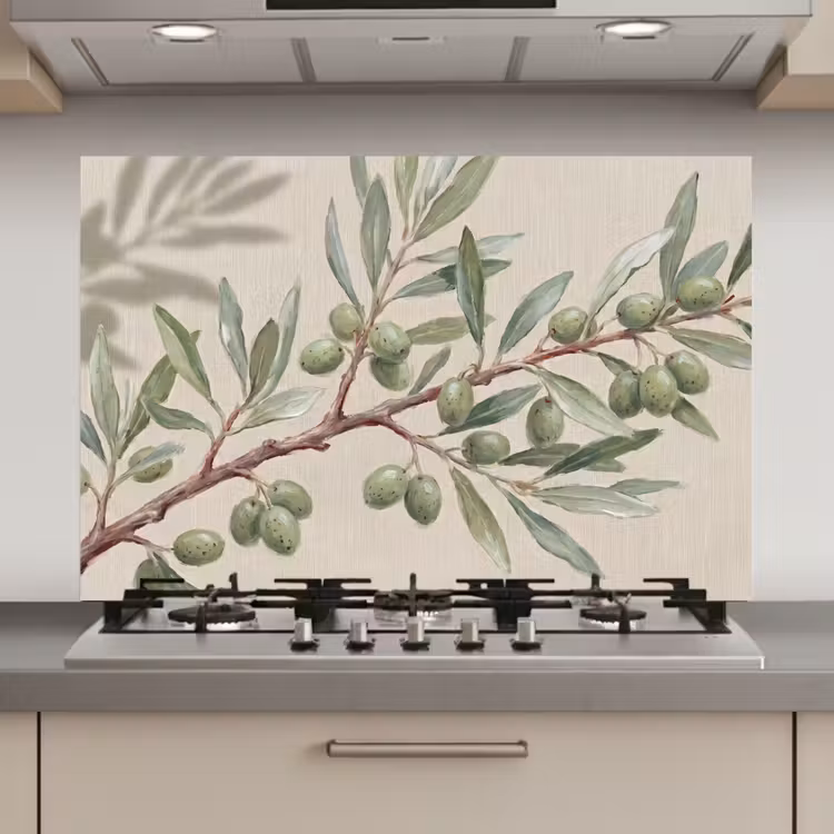 Olijftak - Bladeren - Natuur - Groen - Beige keuken achterwand spatscherm klein -3d_website
