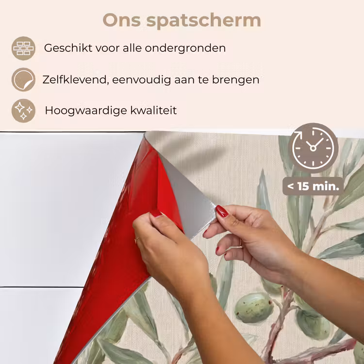 Olijftak - Bladeren - Natuur - Groen - Beige keuken achterwand spatscherm klein -spatscherm_NL