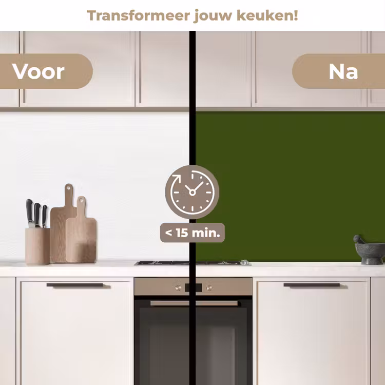 Olive - Drab - Groen keuken achterwand 2 middel 871 -voor-na2_NL