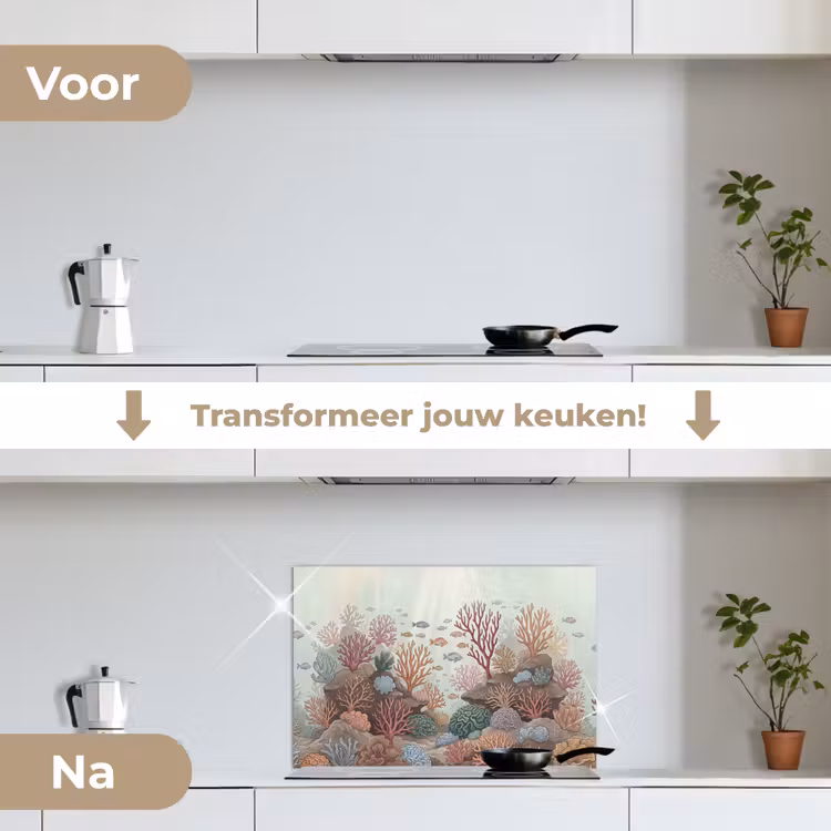 Onderwater - Koraal - Vis - Natuur keuken achterwand spatscherm klein -voor_na_NL