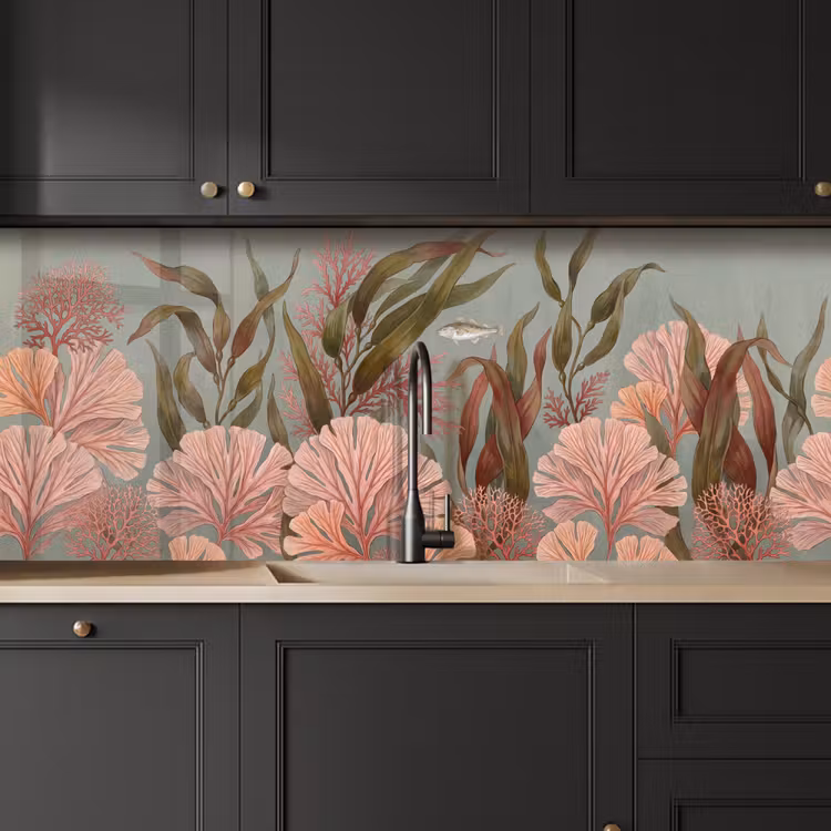 Onderwater - Planten - Vis - Vintage - Groen keuken achterwand 2 middel -sfeer1