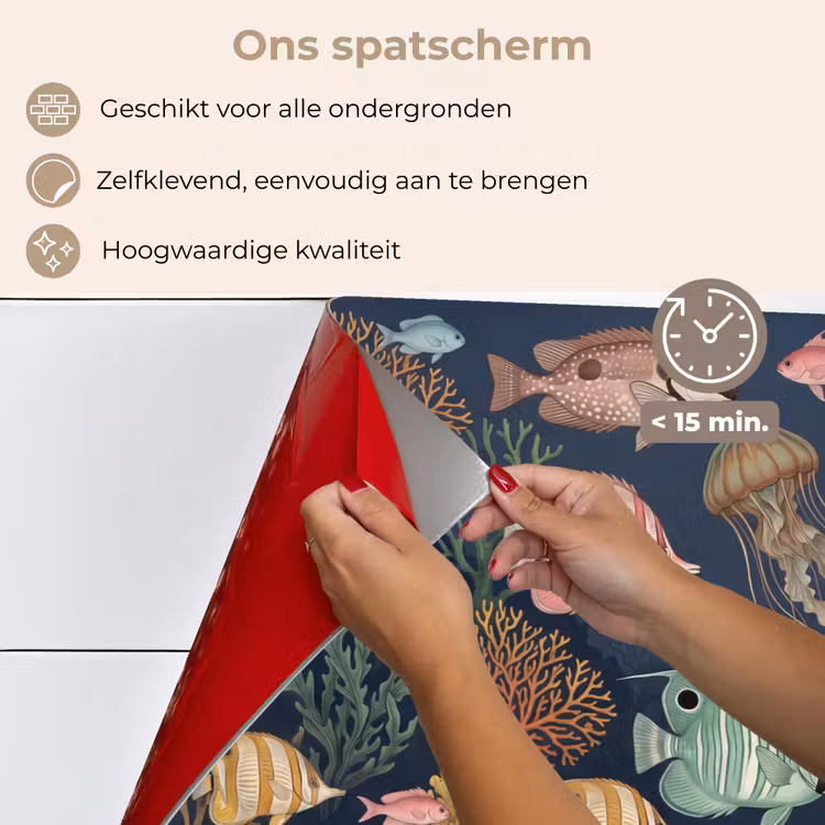 Onderwaterwereld - Vissen - Koraal - Illustratie - Kleurrijk keuken achterwand spatscherm klein -spatscherm_NL