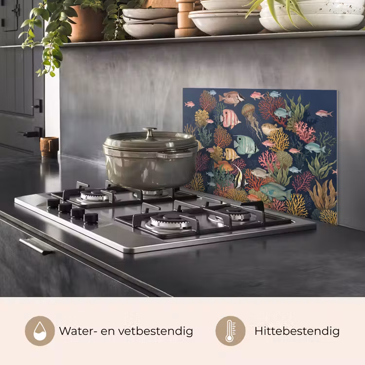 Onderwaterwereld - Vissen - Koraal - Illustratie - Kleurrijk keuken achterwand spatscherm klein -usp_NL