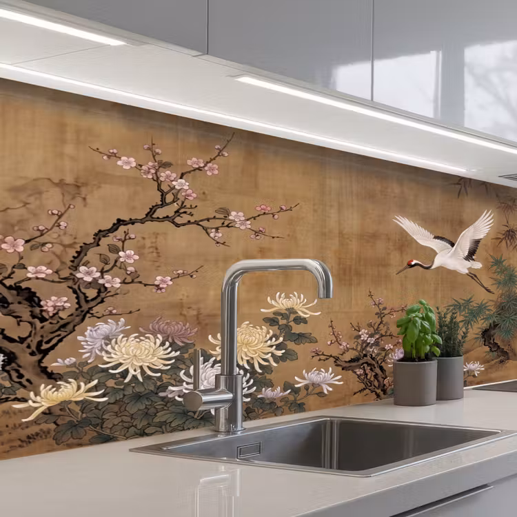 Oosters - Elegant - Kleurrijk keuken achterwand 2 middel -3d_schuin