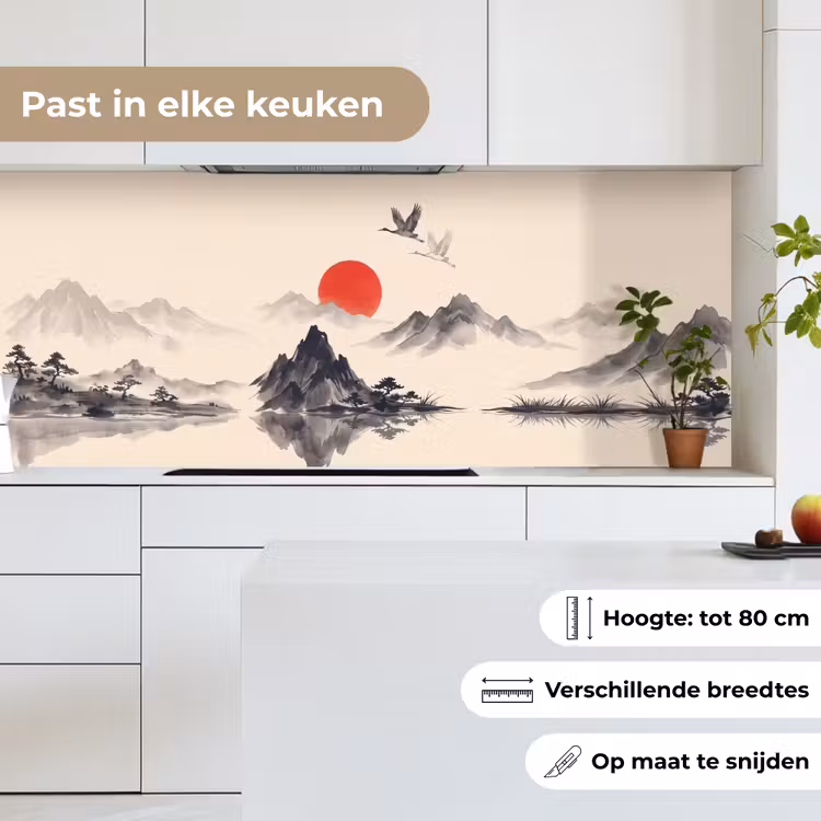 Oosters - Kraanvogels - Landschap keuken achterwand 2 middel -sfeer4_NL