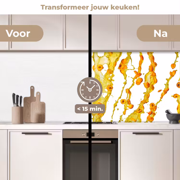 Oranje - Geel - Splash - Fruit keuken achterwand 2 middel -voor-na2_NL