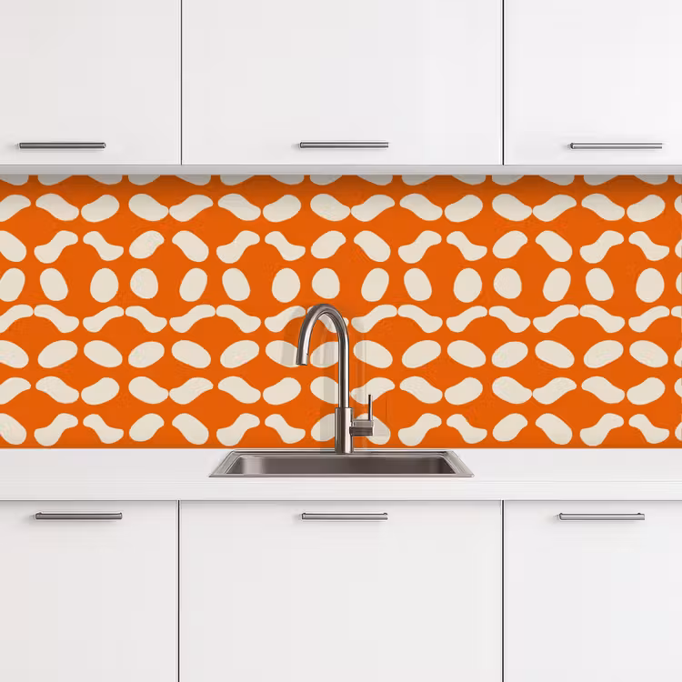 Oranje - Organische vormen - Wit keuken achterwand 2 middel 871 -3d