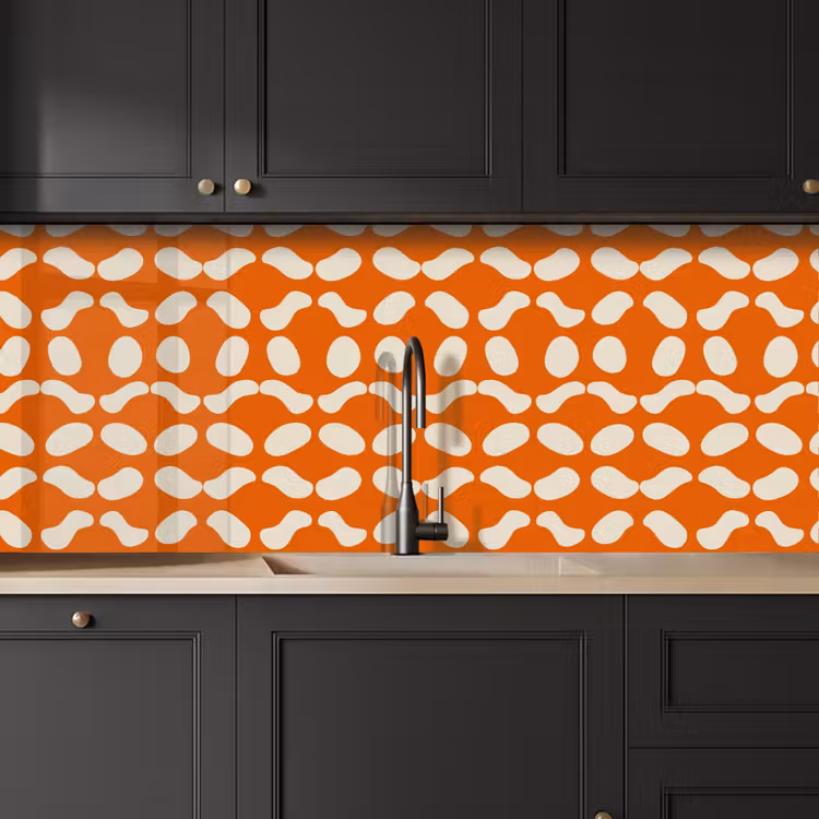 Oranje - Organische vormen - Wit keuken achterwand 2 middel 871 -sfeer1