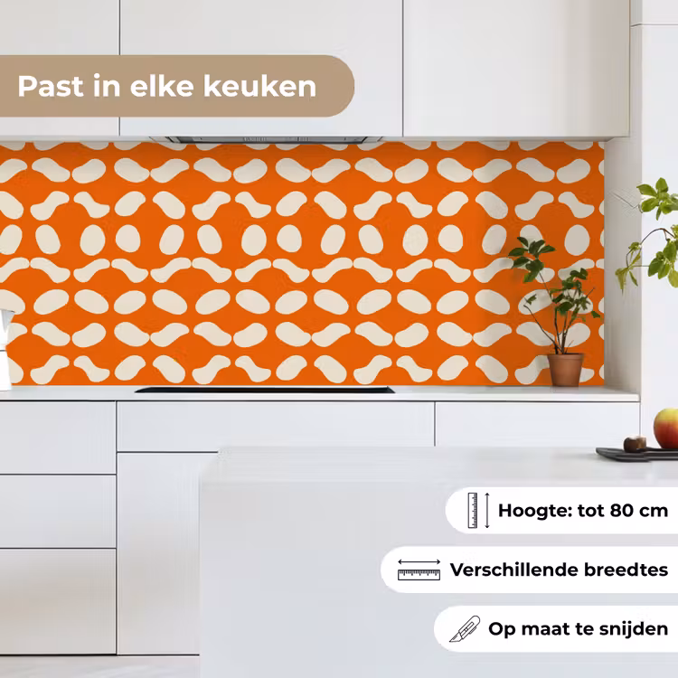 Oranje - Organische vormen - Wit keuken achterwand 2 middel 871 -sfeer4_NL