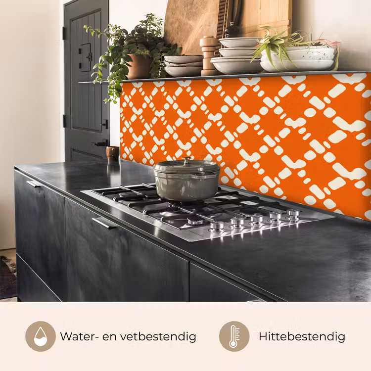 Oranje - Ruitpatroon - Wit keuken achterwand 2 middel 871 -usp_NL