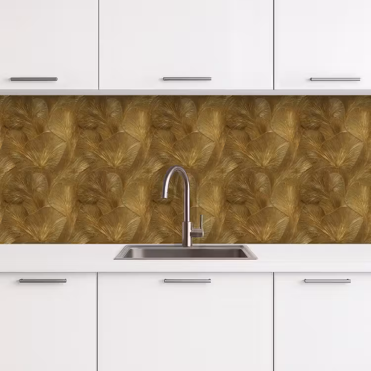 Organisch - Lijnen - Goud keuken achterwand 2 middel 871 -3d