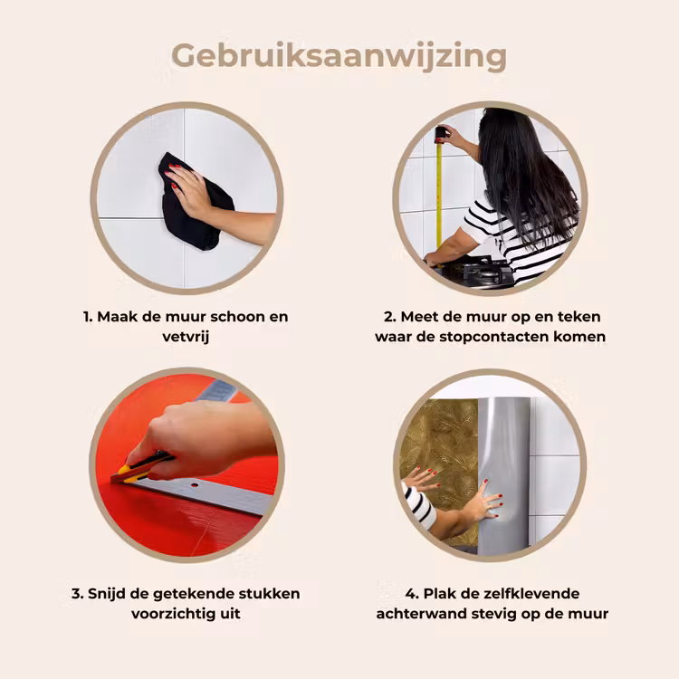 Organisch - Lijnen - Goud keuken achterwand 2 middel 871 -gebruiksaanwijzing_NL