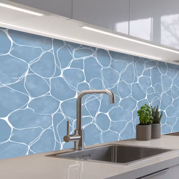 Organisch - Patroon - Blauw keuken achterwand 2 middel 871 -3d_schuin