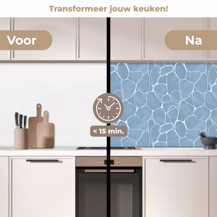 Organisch - Patroon - Blauw keuken achterwand 2 middel 871 -voor-na2_NL