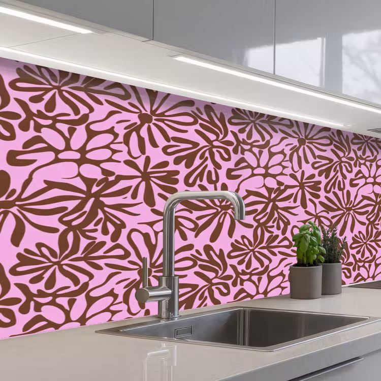Organisch - Patroon - Roze keuken achterwand 2 middel 871 -3d_schuin