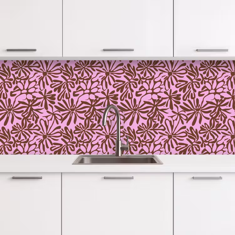 Organisch - Patroon - Roze keuken achterwand 2 middel 871 -3d