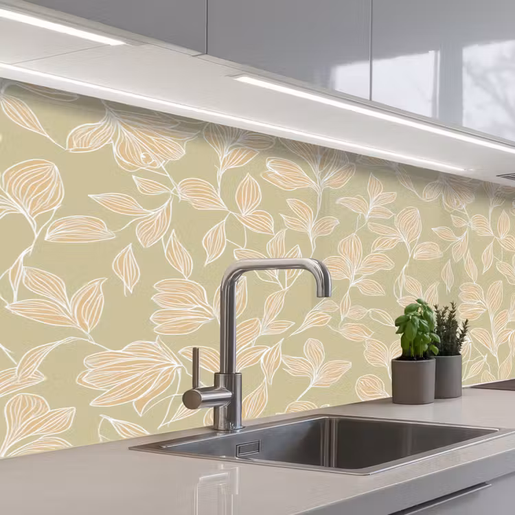 Organisch - Subtiel - Groen keuken achterwand 2 middel 871 -3d_schuin