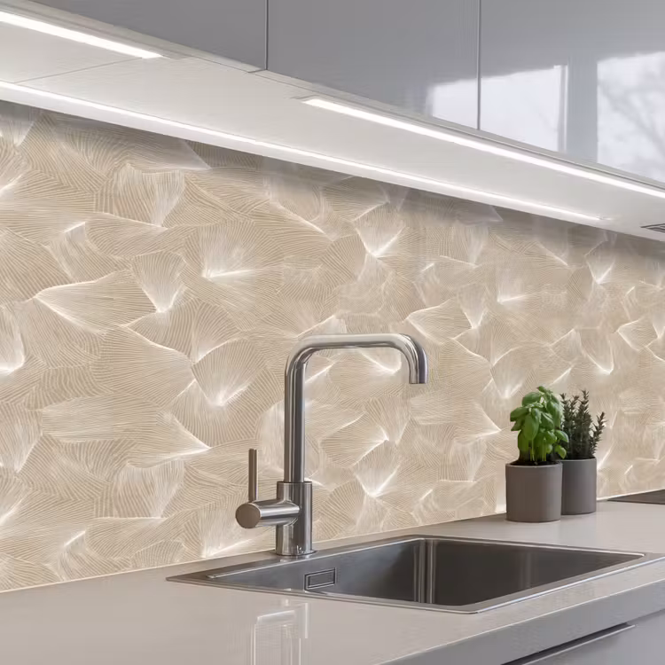 Organisch - Textuur - Beige keuken achterwand 2 middel 871 -3d_schuin