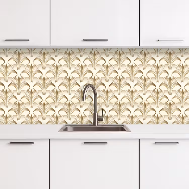 Ornament - Barok - Goud keuken achterwand 2 middel 871 -3d