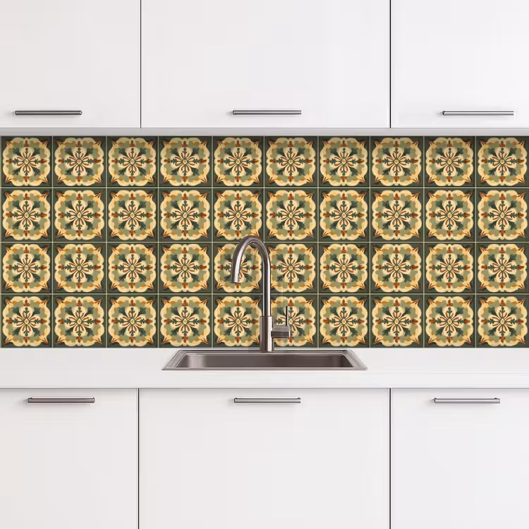Ornament - Patroon - Groen keuken achterwand 2 middel 871 -3d
