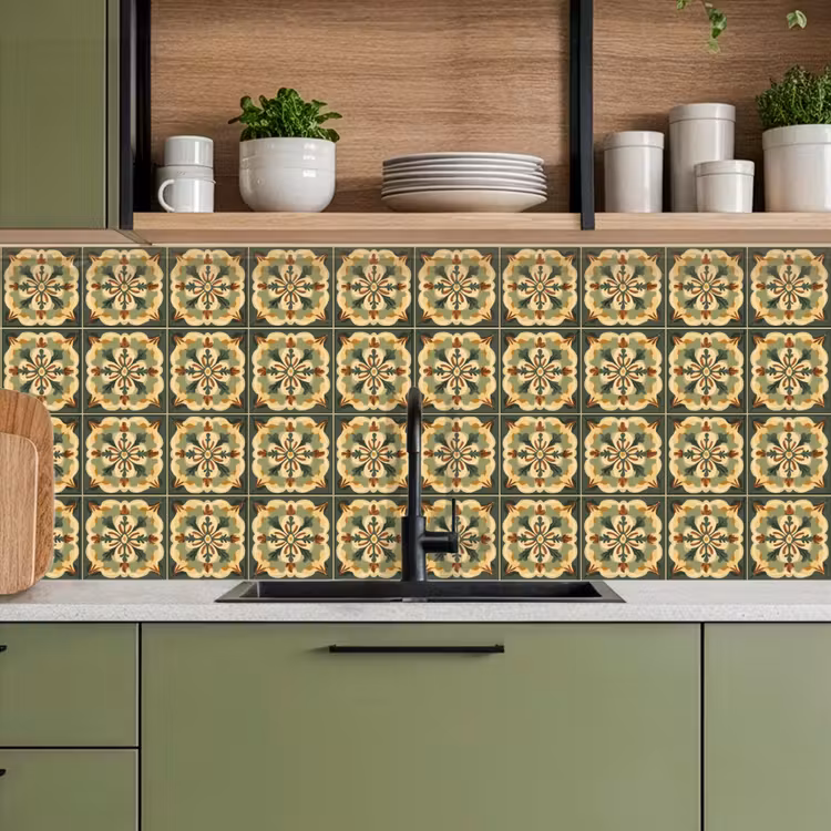 Ornament - Patroon - Groen keuken achterwand 2 middel 871 -sfeer3