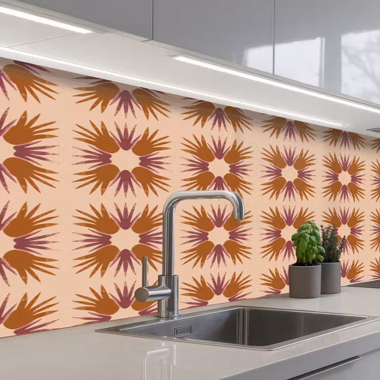 Ornament - Patroon - Oker keuken achterwand 2 middel 871 -3d_schuin