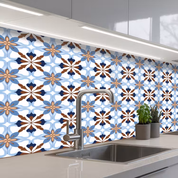 Ornament - Tegel - Kleurrijk keuken achterwand 2 middel 871 -3d_schuin