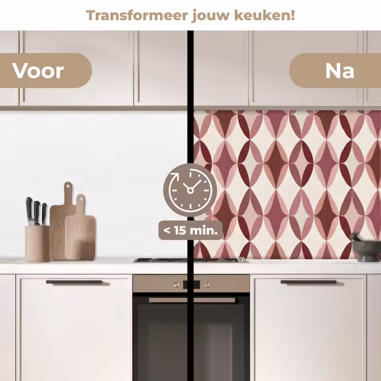 Ovaal - Textuur - Roze keuken achterwand 2 middel 871 -voor-na2_NL