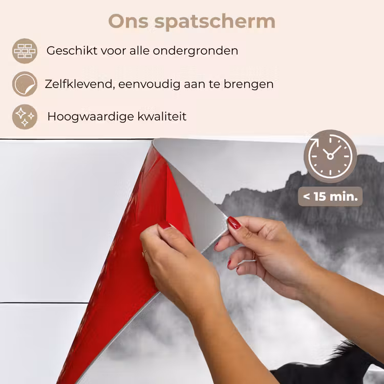 Paard - Ren - Stof - Zwart-wit - Dieren keuken achterwand spatscherm klein -spatscherm_NL