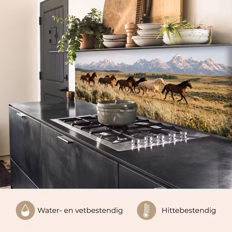Paarden - Kudde - Bergen - Vrijheid - Wild keuken achterwand 2 middel -usp_NL