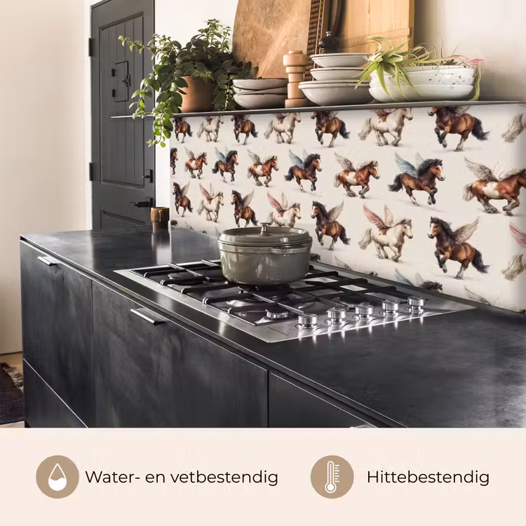 Paarden - Vleugels - Kleurrijk keuken achterwand 2 middel 871 -usp_NL