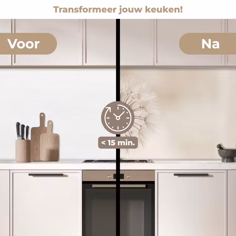 Paardenbloem - Minimalistisch - Wit keuken achterwand 2 middel -voor-na2_NL