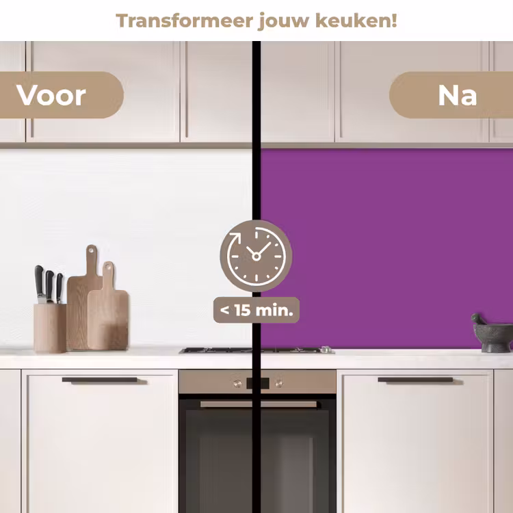 Paars - Kleuren - Effen keuken achterwand 2 middel 871 -voor-na2_NL