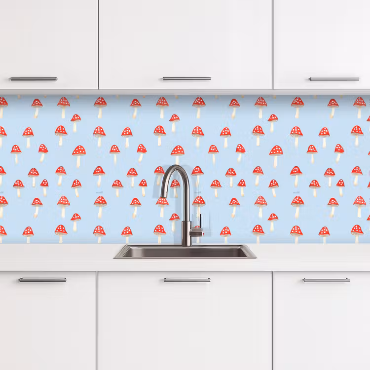 Paddenstoel -Sprookje - Blauw keuken achterwand 2 middel 871 -3d