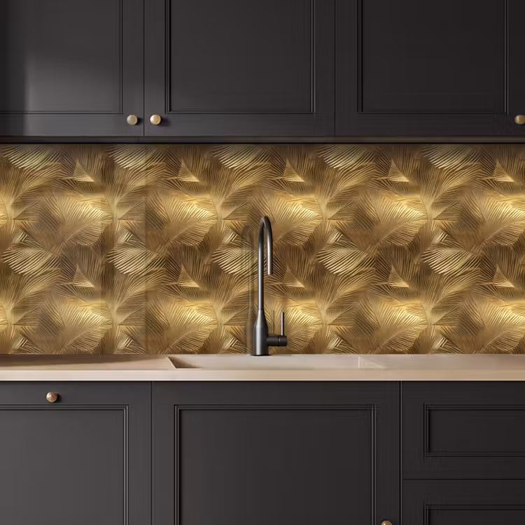 Palm - Waaier - Goud keuken achterwand 2 middel 871 -sfeer1