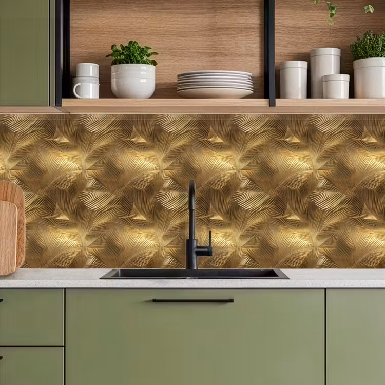 Palm - Waaier - Goud keuken achterwand 2 middel 871 -sfeer3