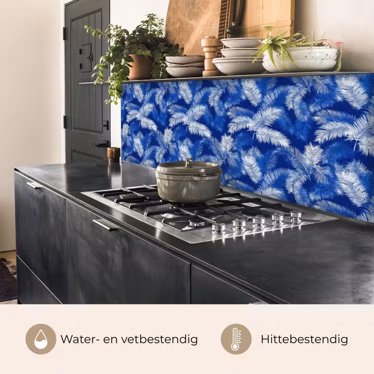 Palmblad - Patroon - Blauw keuken achterwand 2 middel 871 -usp_NL