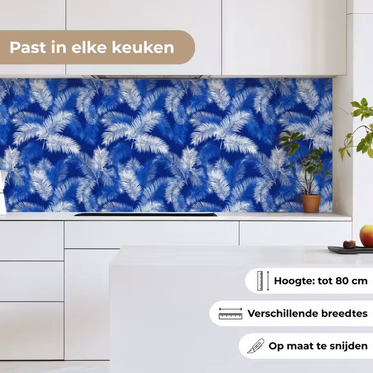 Palmblad - Patroon - Blauw keuken achterwand 2 middel 871 -sfeer4_NL